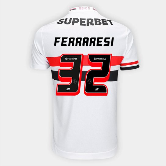 Camisa São Paulo Home 25/26 - Ferraresi Nº 32 - Torcedor New Balance Masculina