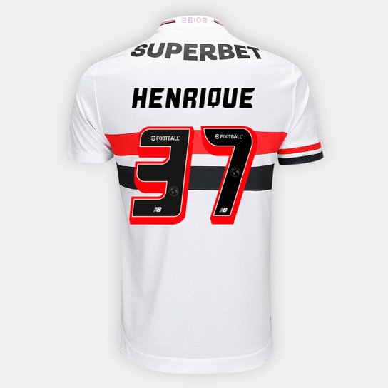Camisa São Paulo Home 25/26 - Henrique Nº 37 - Torcedor New Balance Masculina