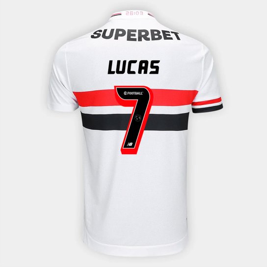 Camisa São Paulo Home 25/26 - Lucas Nº 7 - Torcedor New Balance Masculina