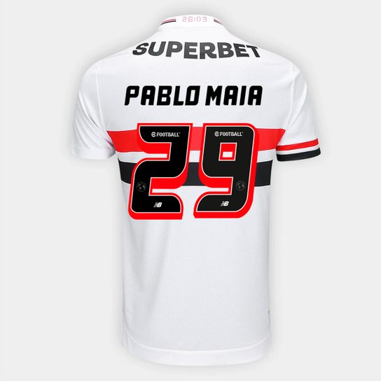 Camisa São Paulo Home 25/26 - Pablo Maia Nº 29 - Torcedor New Balance Masculina