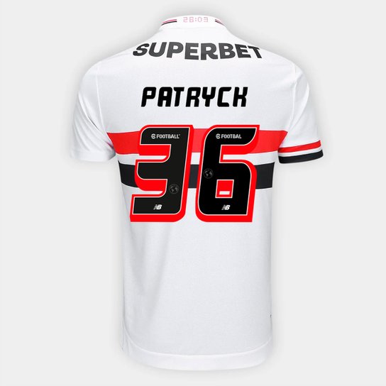 Camisa São Paulo Home 25/26 - Patryck Nº 36 - Torcedor New Balance Masculina