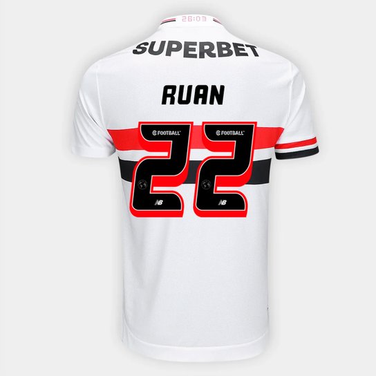 Camisa São Paulo Home 25/26 - Ruan Nº 22 - Torcedor New Balance Masculina