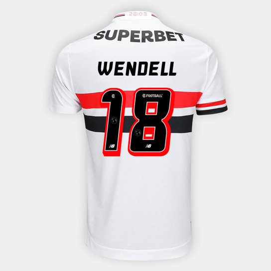 Camisa São Paulo Home 25/26 - Wendell Nº 18 - Torcedor New Balance Masculina
