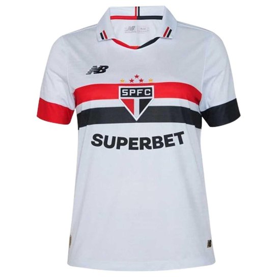 Camisa São Paulo Home Torcedor 24 Feminino - Branco e Vermelho Branco-vermelho-pret G