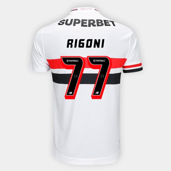 Camisa São Paulo I 25/26 Rigoni Nº 77 Torcedor New Balance Masculina