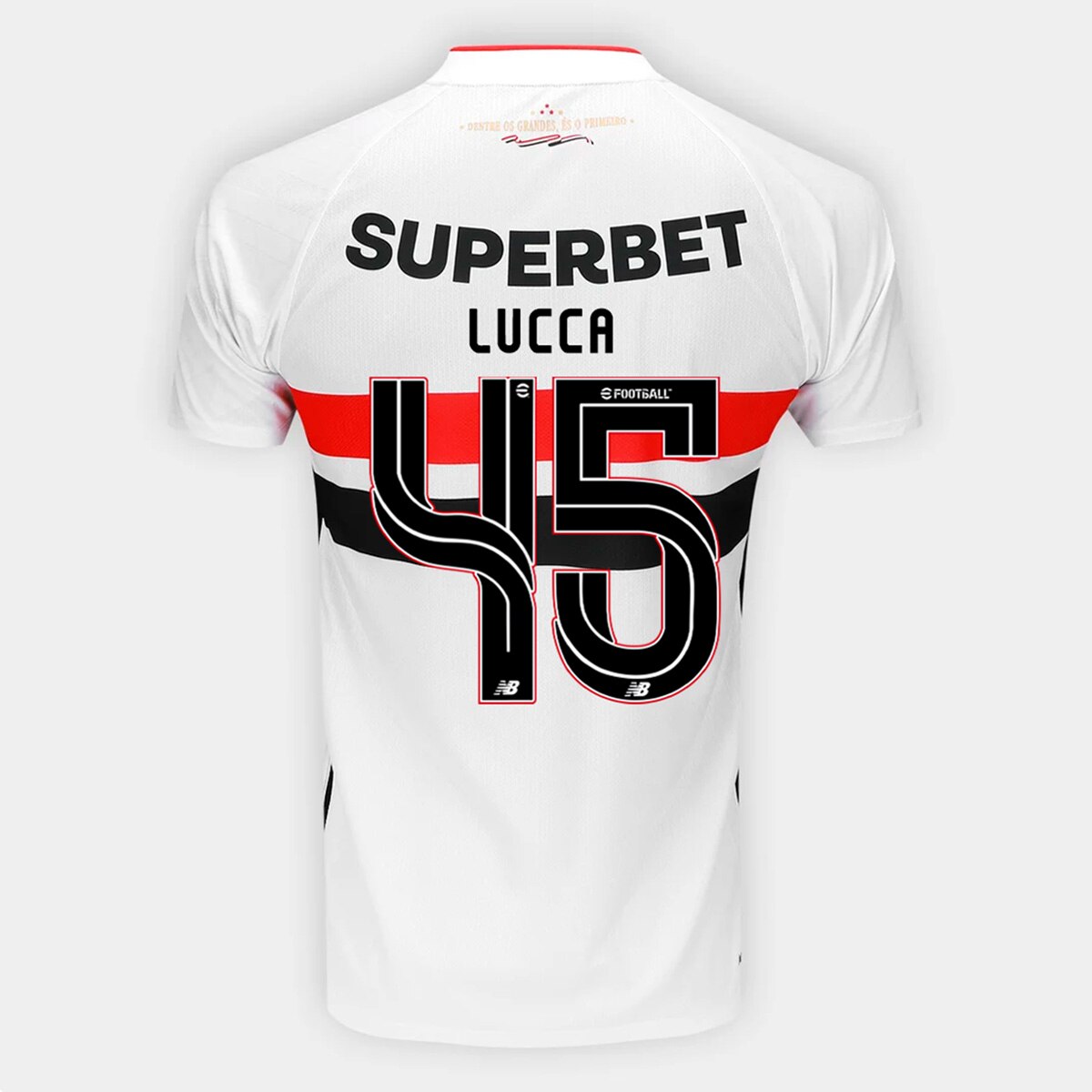 Camisa São Paulo I 26/27 Lucca N. 45 Torcedor New Balance Masculina
