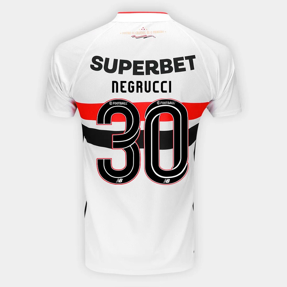 Camisa São Paulo I 26/27 Negrucci N. 30 Torcedor New Balance Masculina