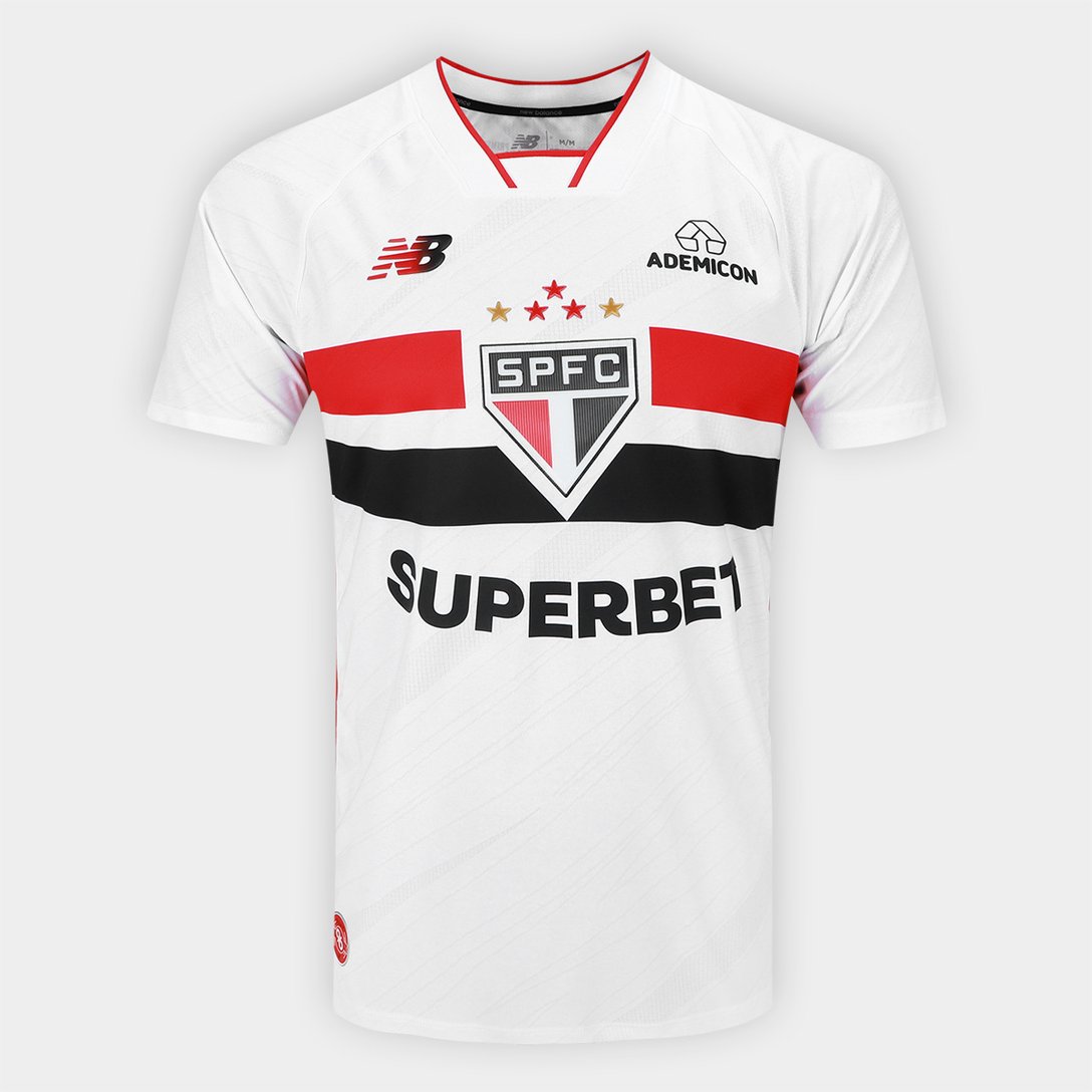 Camisa São Paulo I 26/27 Jogador New Balance Masculina - Branco+Vermelho