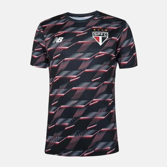 Camisa São Paulo New Balance Pré Jogo 2024 Oficial Black Red