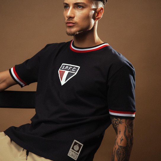 Camisa São Paulo Retrô 1969 Manga Curta Preta