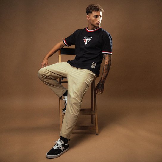 Camisa São Paulo Retrô 1969 Manga Curta Preta