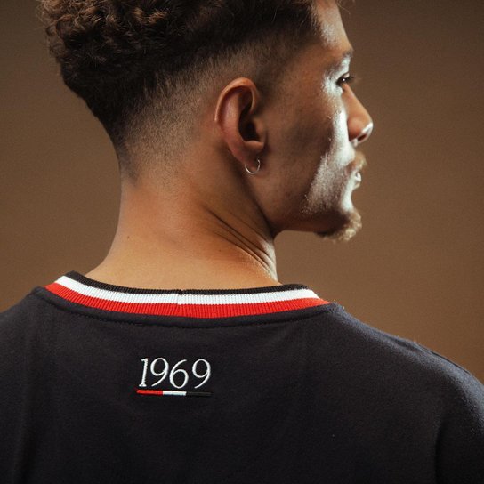 Camisa São Paulo Retrô 1969 Manga Curta Preta