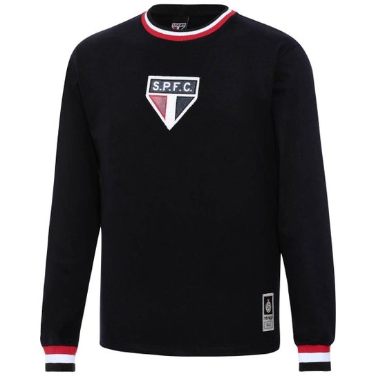 Camisa São Paulo Retrô 1969 Manga Longa Preta