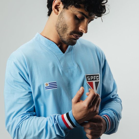 Camisa São Paulo Retrô Uruguai nº 5 Manga Longa Masculina