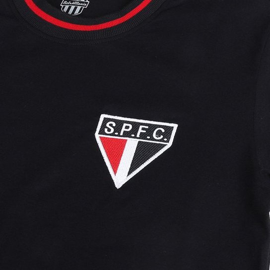 Camisa São Paulo Retrô Vintage Gola Careca Preta Masculina