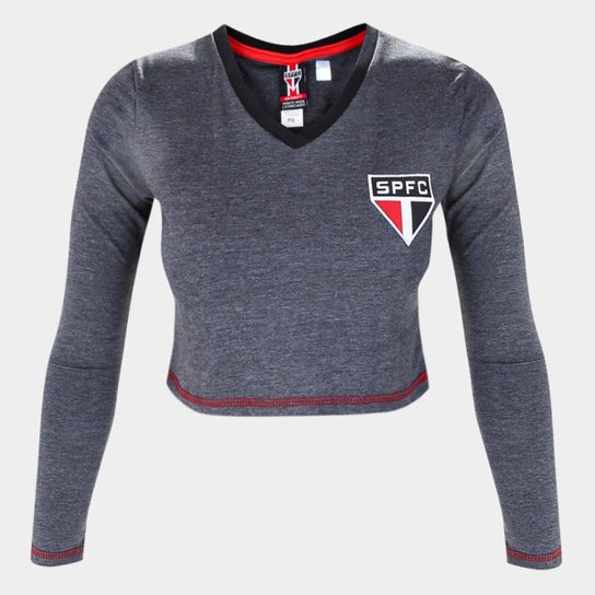 Camiseta Cropped São Paulo Pond Manga Longa Feminina