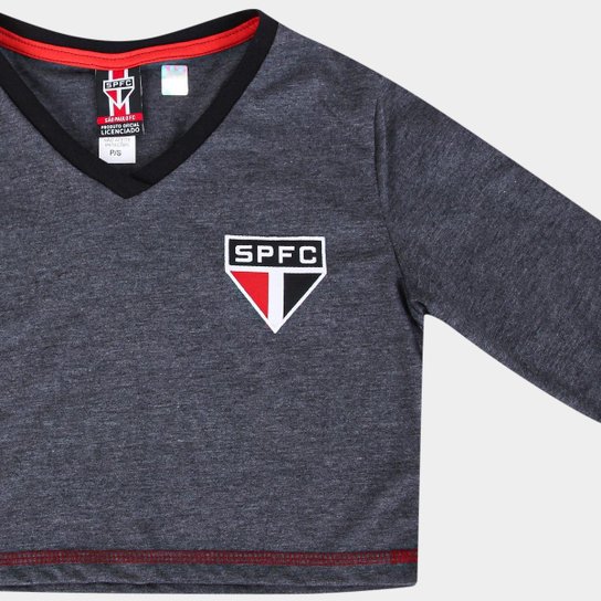 Camiseta Cropped São Paulo Pond Manga Longa Feminina