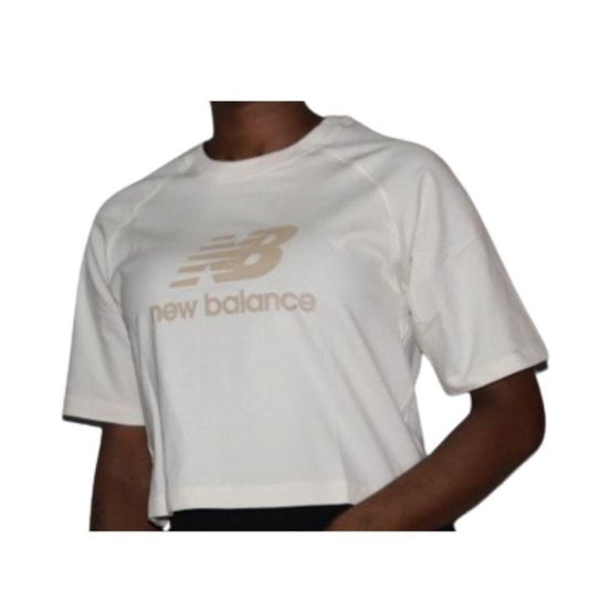 CAMISETA FEM. NEW BALANCE CROPPED ESSENTIALS-CINZA ARTICO //N