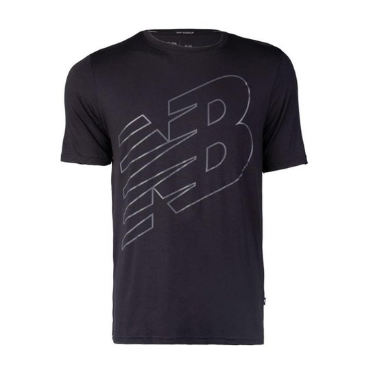 Camiseta Masculina New Balance Logo Performance Manga Curta Preto