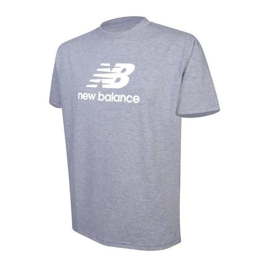 Camiseta New Balance Essentials Cinza e Branco Masculino