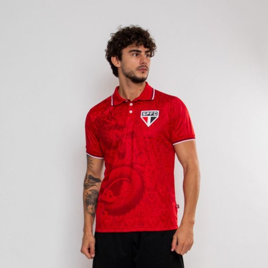 Camiseta Polo Oficial São Paulo Escudo Masculina