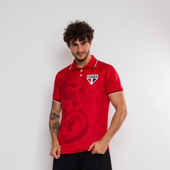 Camiseta Polo Oficial São Paulo Escudo Masculina