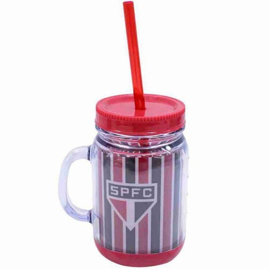 Caneca Com Tampa E Canudo 420ml - São Paulo SPFC