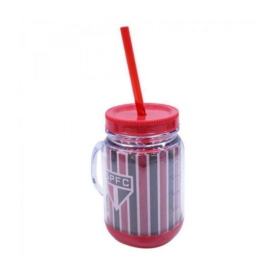 Caneca Com Tampa E Canudo 420ml - São Paulo SPFC