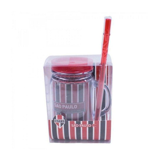Caneca Com Tampa E Canudo 420ml - São Paulo SPFC