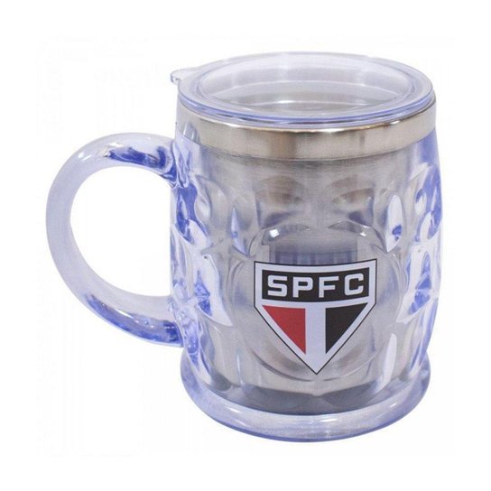 Caneca Térmica Transparente Com Tampa 500ml - São Paulo SPFC