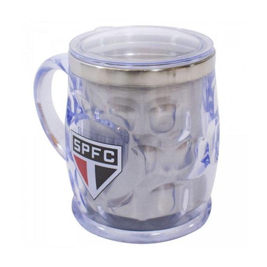 Caneca Térmica Transparente Com Tampa 500ml - São Paulo SPFC