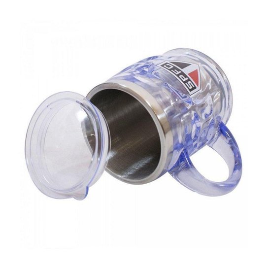 Caneca Térmica Transparente Com Tampa 500ml - São Paulo SPFC