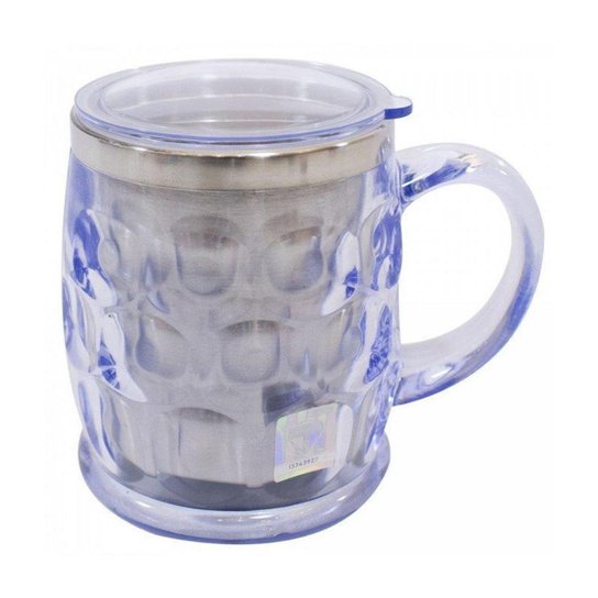 Caneca Térmica Transparente Com Tampa 500ml - São Paulo SPFC