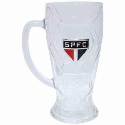 Caneca Vidro Bola Futebol 630ml São Paulo SPFC - Branco