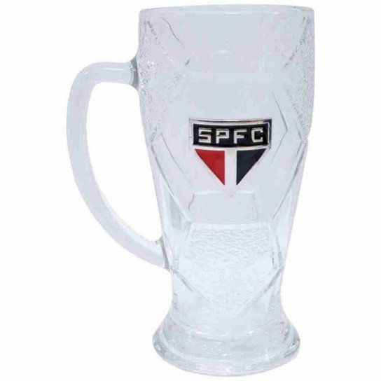 Caneca Vidro Bola Futebol 630ml São Paulo SPFC