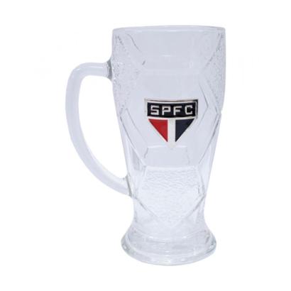 Caneca Vidro Bola Futebol 630ml Tricolor - São Paulo - Branco