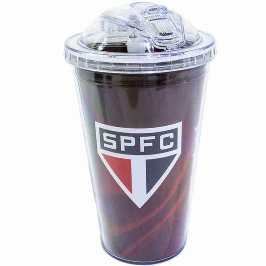 Copo De Plástico Com Canudo 450ml - São Paulo SPFC