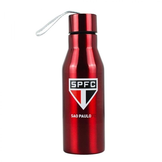 Garrafa Inox Tampa Rosqueável Cordão São Paulo Tricolor 600ml