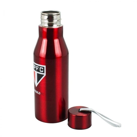 Garrafa Inox Tampa Rosqueável Cordão São Paulo Tricolor 600ml