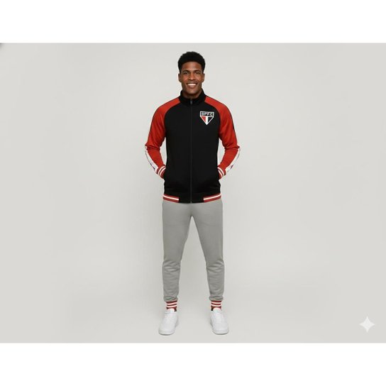 Jaqueta Blusa São Paulo FC Trilobal Masculina Oficial Licenciada Escudo Símbolo Emblema Logo Bordado