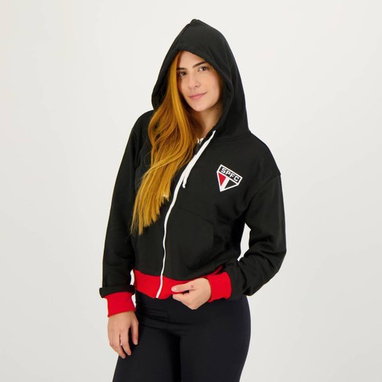 Jaqueta Moletom São Paulo Portlet Feminina Preta