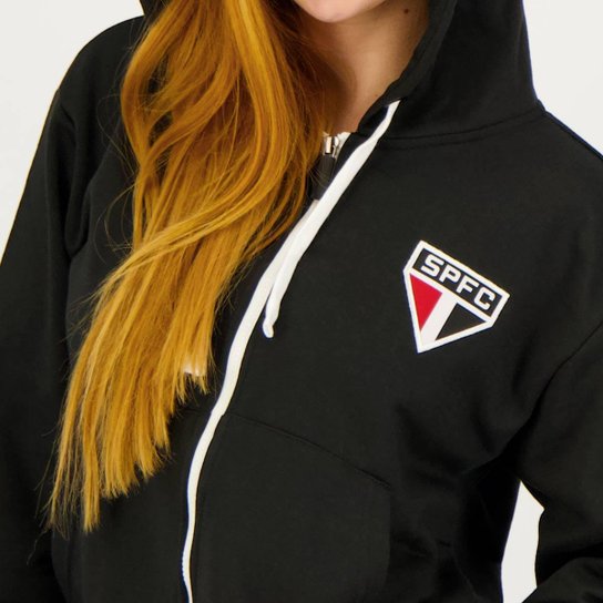 Jaqueta Moletom São Paulo Portlet Feminina Preta