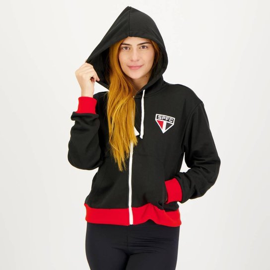 Jaqueta Moletom São Paulo Portlet Feminina Preta