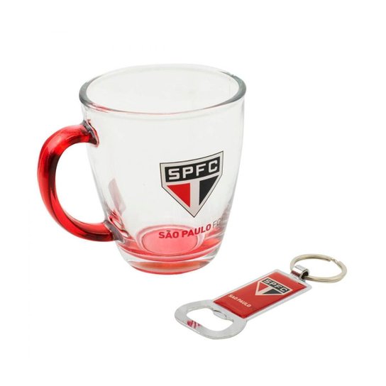 Jg Com Uma Caneca De Vidro E Um Abridor 370ml - São Paulo SPFC