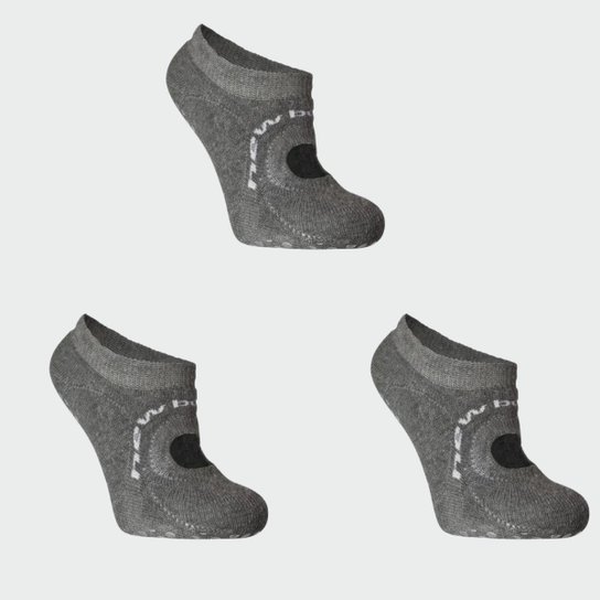 Kit 3 Meias Sapatilha Pilates com Sola Antiderrapante New Balance