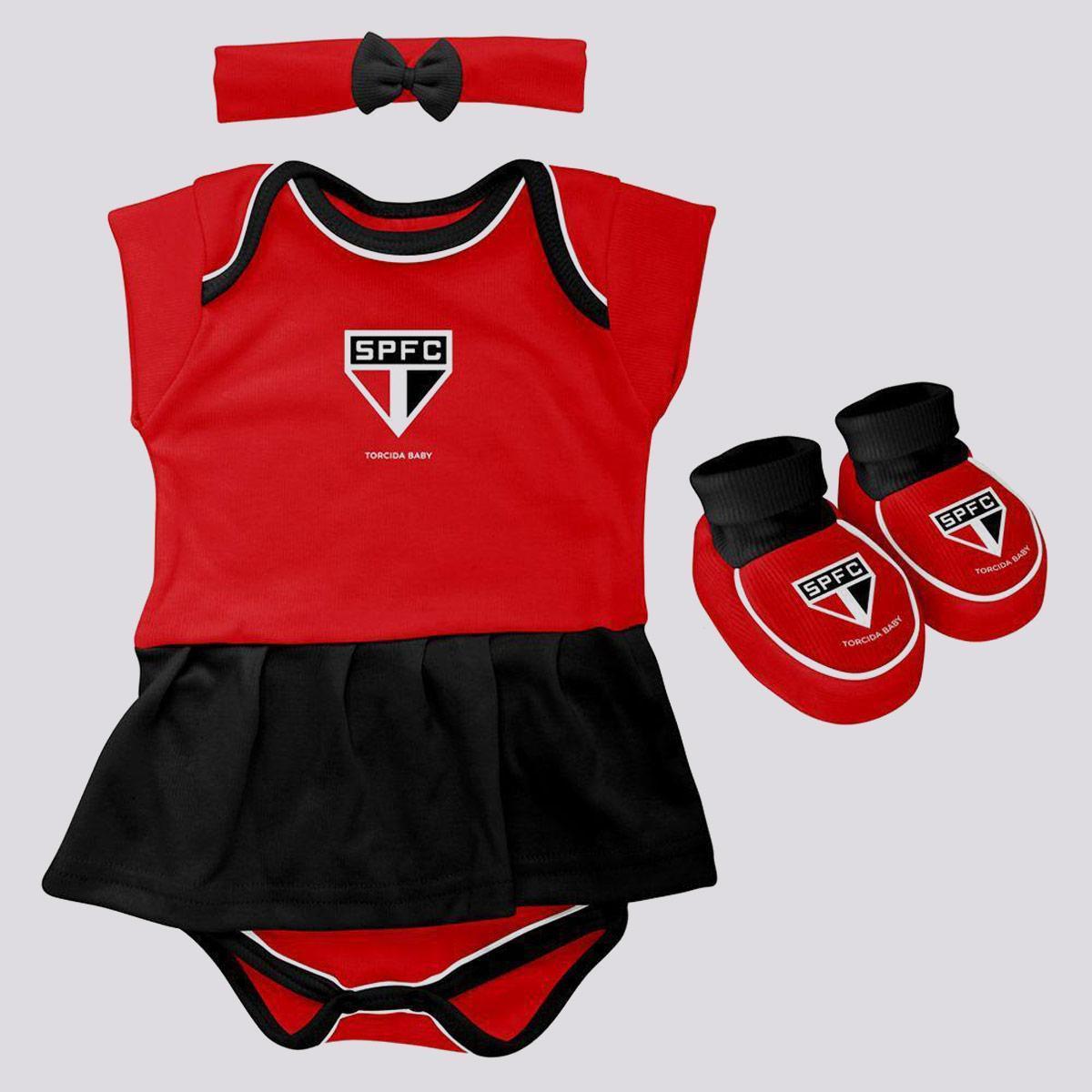 Kit Body São Paulo Torcida Feminino Vermelho