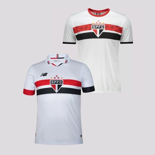 Kit Camisa New Balance São Paulo I 2024 + Camisa São Paulo Stencil Branca