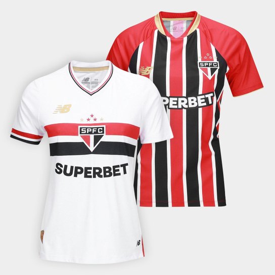 Kit Camisa São Paulo I 25/26+ Camisa São Paulo II 25/26 Torcedor New Balance Feminina
