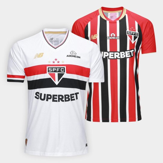 Kit Camisa São Paulo I 25/26 + Camisa São Paulo II 25/26 Torcedor New Balance Masculina