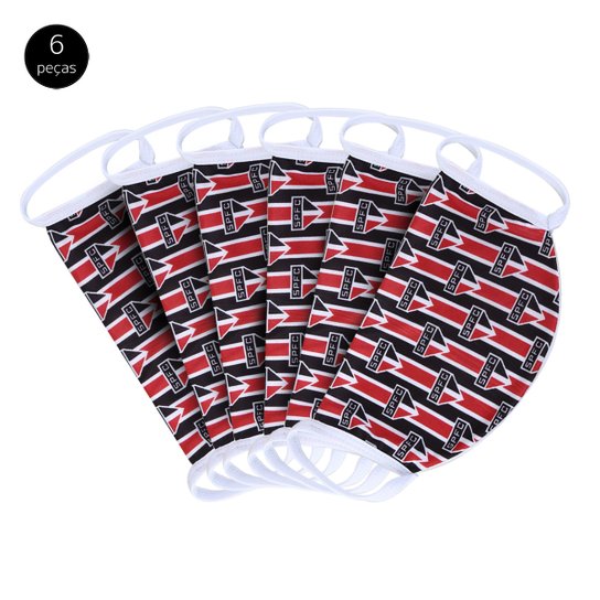 Kit de Máscaras de Proteção São Paulo Listras Laváveis - 6 Unid